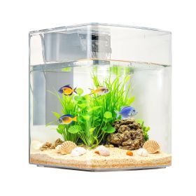 Fish Tank Aquarium, 2 Gallon Arch Ultra-Clear GPPS Starter Smart Tank Adjustable 3 Color Lighting